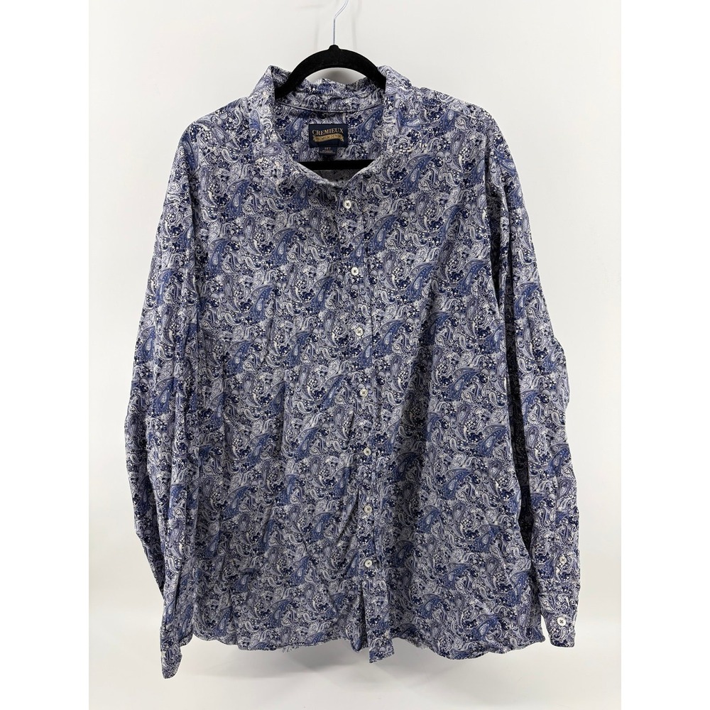 Cremieux Premium Shirt, Blue Paisley Long Sleeve Button-Up, Men's 3XT (Big/Tall)